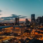 city lights during dawn
