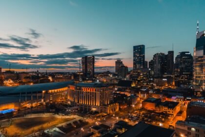 city lights during dawn